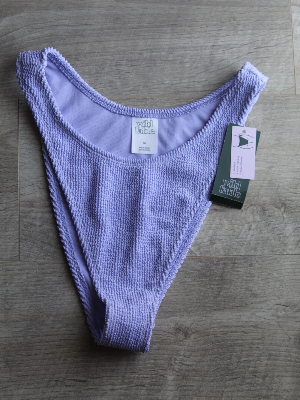 wild fable lilac textured high-cut bikini panty